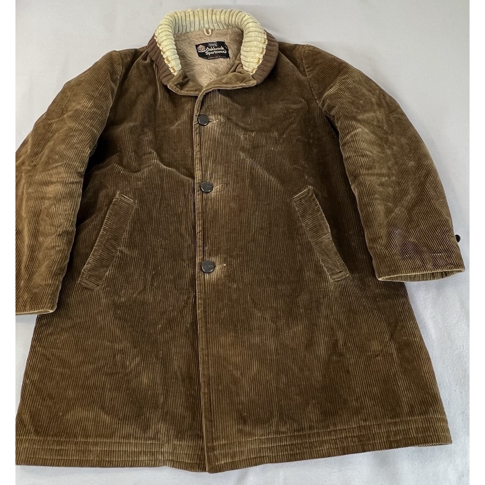 Vintage 1970s Oakbrook Sportswear By Sears Corduroy Fur Tan Brown Jacket Size 44